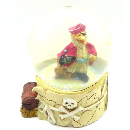Pirate Snow Globe with Red Coat and Cutlass 8.5 CM Shabby Chic Gift