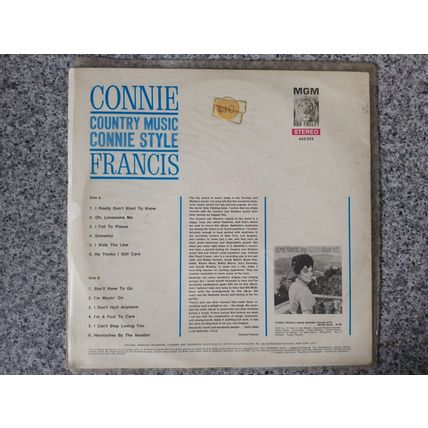 Connie Francis – Country Music Connie Style 1962 (LP) Rare Cat# MGM665033