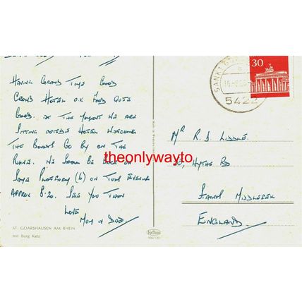 St Goarshausen Am Rhein, Mit Burg Katz, Germany, Kruger Postcard, 1960s?