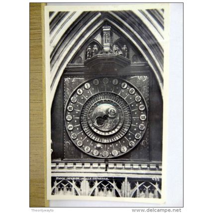 Clock, Wells Cathedral, England, Postcard