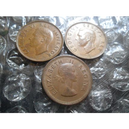 3 x George VI & Elizabeth II farthings - South Africa.
