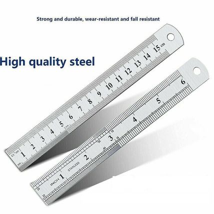 6" inch 15cm 150mm S/Steel Double Sided Ruler Metal Rule Metric Imperial SECONDS