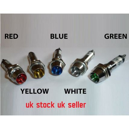 8mm LED Dashboard Console Warning Signal Lights Pilot panel 12V - COLOUR CHOICE