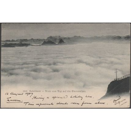 Nebelmeer, Blick vom Rigi auf die Glarneralpen, 1907 - Wehrli AK
