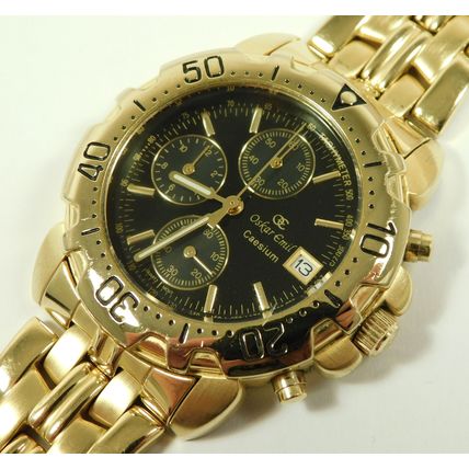 Working Oskar Emil Caesium Quartz 23ct GP Chronograph Wristwatch Ltd Edition