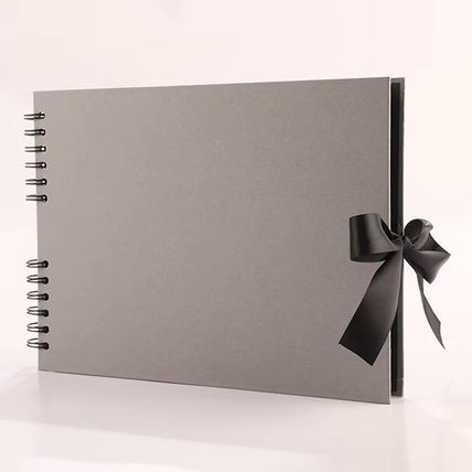 Woodside Home Living Ribbon Tie Scrap Book Style Photo Album 29cm x 21.5cm - Gre