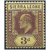 Sierra Leone 1908 SG104 3d Purple/Yellow Mounted Mint ...