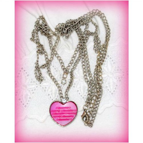 Summer Gift Pink Love Heart Charm Pendant Double Chain Necklace Jewellery 1414