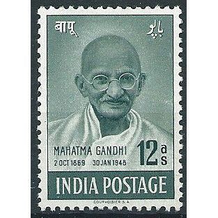 India 1948 SG307 12a Grey-Green Ghandi Mounted Mint .. ..
