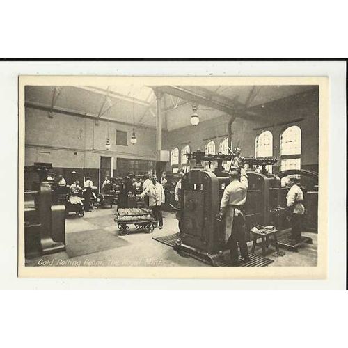 LONDON Royal Mint Gold Rolling Room Postcard