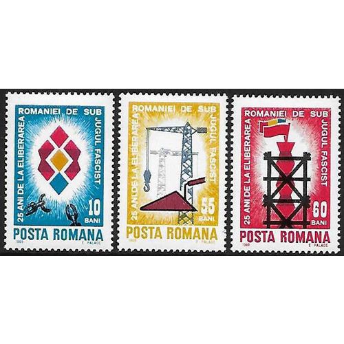 Romania Mi 2786/8: 25th Anniversary of Liberation.