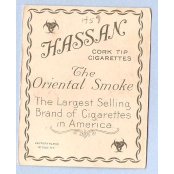 Tobacco Card ~ Company: American Tobacco Company Brand: Hassan Cork Tip Ci~59