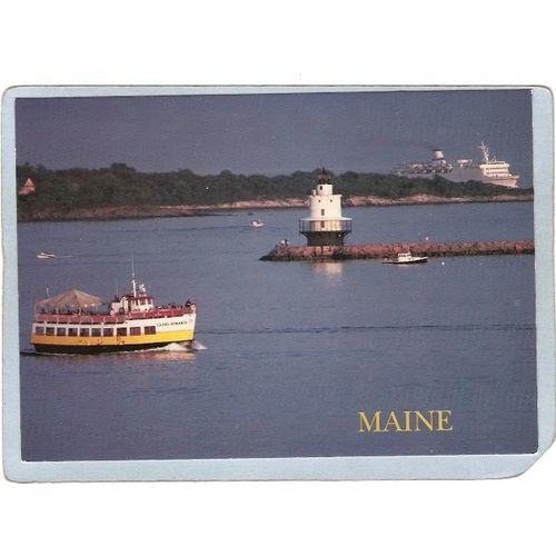ME Casco Bay Lighthouse Postcard Spring Point Ledge Light lighthouse_box1~390