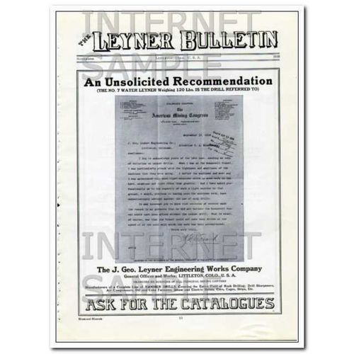 J. GEO. LEYNER ENGINEERING WORKS 1910 unsolicited recommend vintage ad