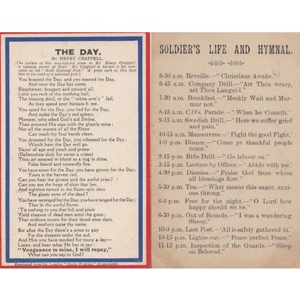 Soldiers Life & Hymnal The Day 2x Military Army Old Poem Postcard s