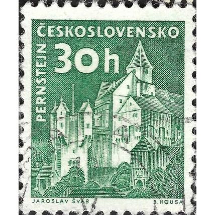 CZECHOSLOVAKIA, Pernstejn castle, green 1960, 30h, #2