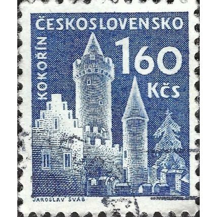 CZECHOSLOVAKIA, Kokorin castle, blue 1960, 1.60Kcs, #2