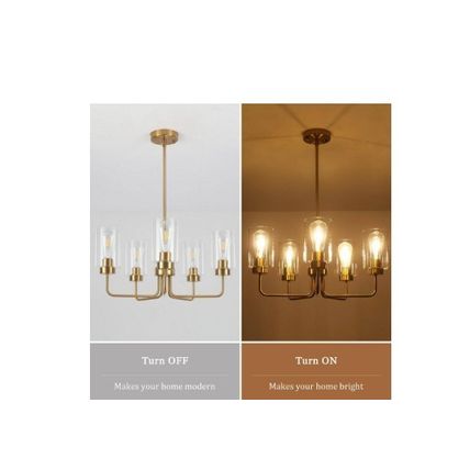 ADSENSTY 22 in. 5-Light Gold Contemporary Transitional Chandelier w/ Clear Glass