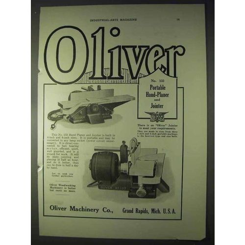 1922 Oliver No. 133 Portable Hand-Planer and Jointer Ad