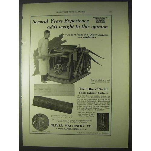 1922 Oliver No. 61 Single Cylinder Surfacer Ad