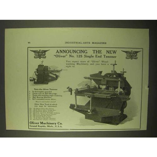 1922 Oliver No. 125 Single End Tenoner Ad