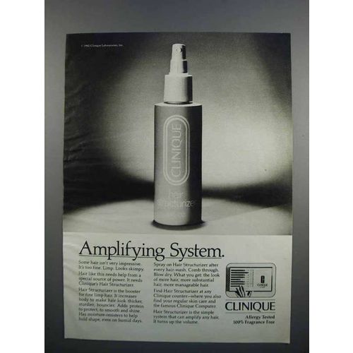 1983 Clinique Hair Structurizer Ad - Amplifying System