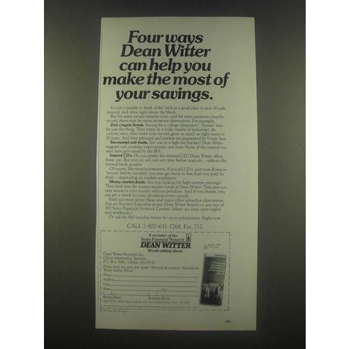 1985 Dean Witter Ad - Make The Most of Your Savings