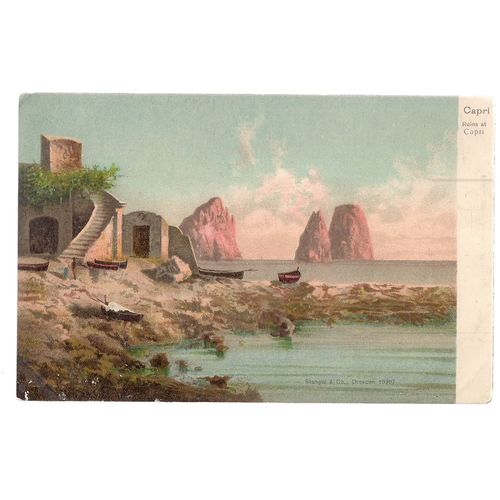 THE RUINS, CAPRI, ITALY unused antique postcard by Misch & Co.