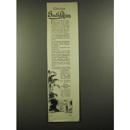 1930 South Africa Travel Bureau Ad - Glorious South Africa