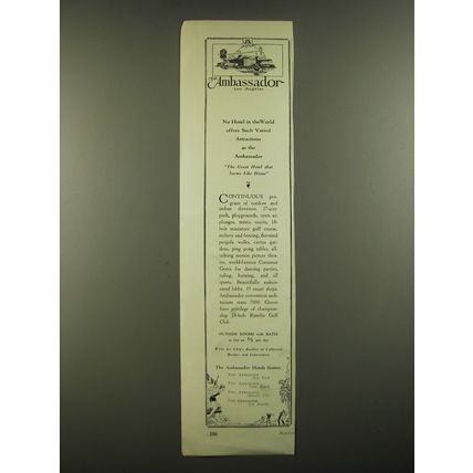 1930 The Ambassador Hotel, Los Angeles Ad - No hotel in the world offers