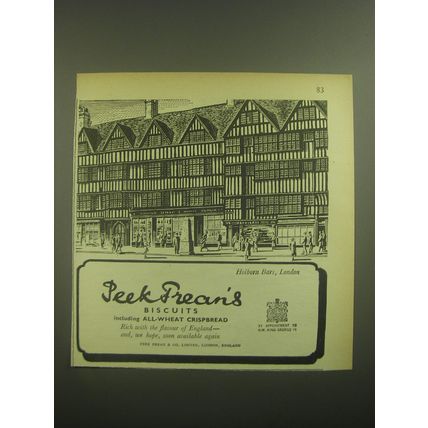 1945 Peek Frean's Biscuits Ad - Holborn Bars, London