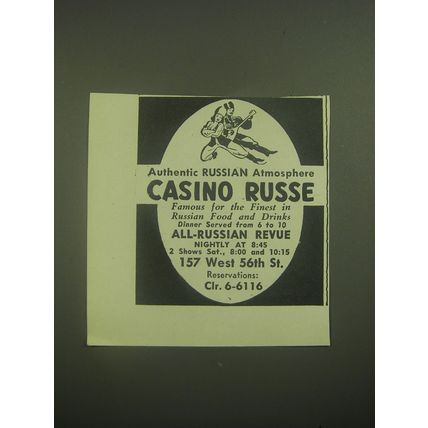1945 Casino Russe Ad - Authentic Russian Atmosphere