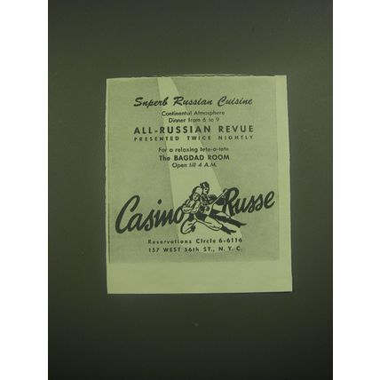 1945 Casino Russe Ad - Superb Russian Cuisine