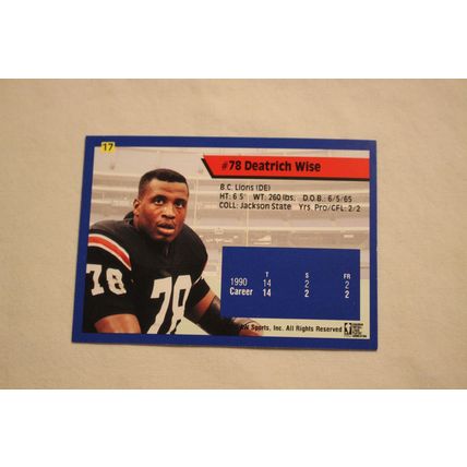 Deatrich Wise 1991 AW Sport All-World CFL NO. 17