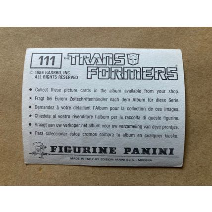 Transformers Sticker # 111 (A) unused 1986 Panini Hasbro