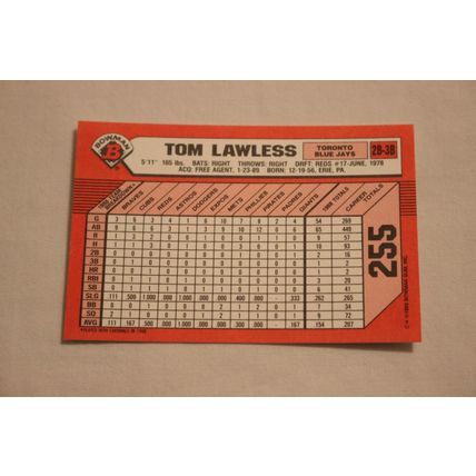 Tom Lawless 1989 Bowman TIFFANY NO. 255
