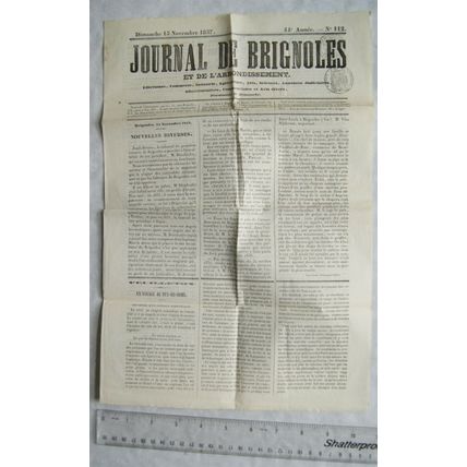 1857 Journal de Brignoles et de L'arrondissement No. 112