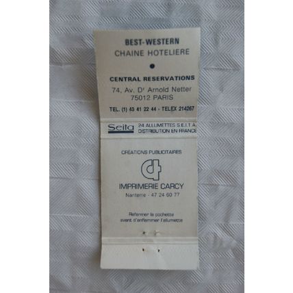 Matchbook Cover Best Western Hotels, Residence St Ferdinand