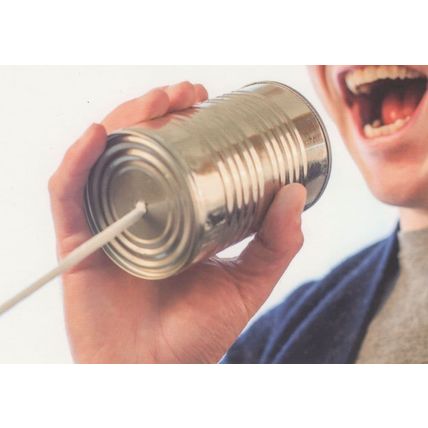 Tin Can String Telephone Toy Childrens Communications German Postcard