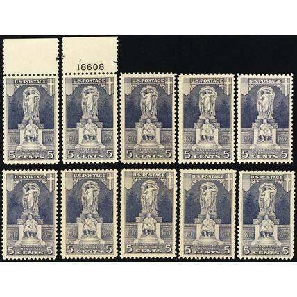 628, Mint NH VF 5¢ Lot of TEN WHOLESALE Stamps CV $85 - Stuart Katz
