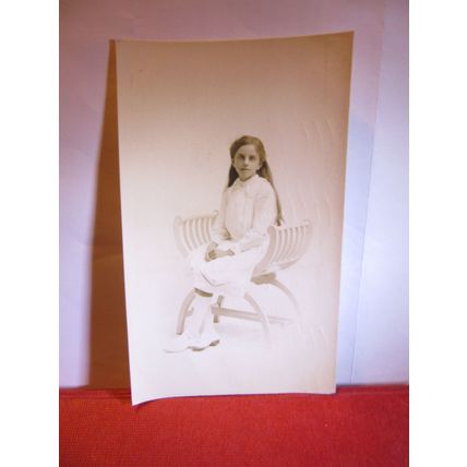 'KATHLEEN' sat on a chair antique portrait photograph postcard #