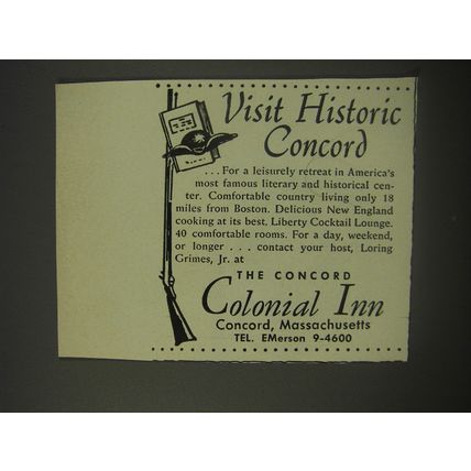 1956 Colonial Inn Ad - Visit Historic Concord