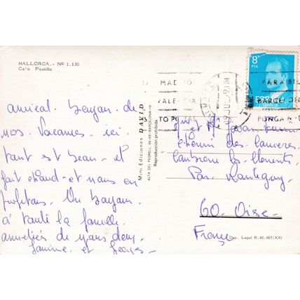 Mallorca Ca'n Pastilla Spain Postcard posted 1999 corner crease