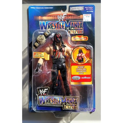 wwe wwf ljn classic superstars wrestlemania x-seven kane & 14 carat gold belt