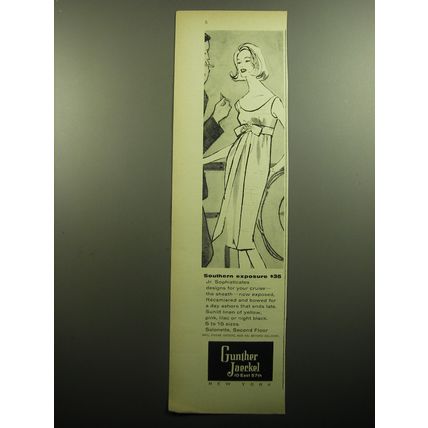 1958 Gunther Jaeckel Jr. Sophisticates Dress Ad - Southern exposure $35