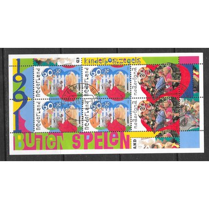 NETHERLAND 1991 CHARITY SHEET CHILDREN PLAYING CYCLING TOYS GAMES ROBOT USED