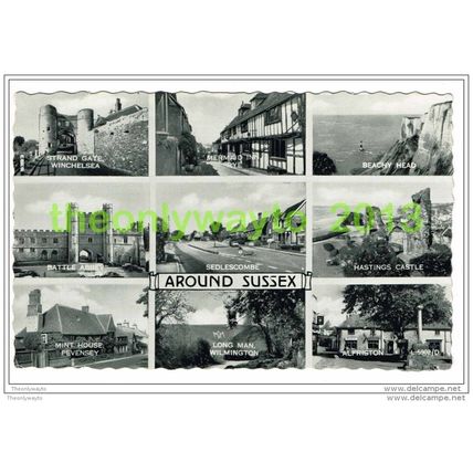 AROUND SUSSEX, 6 MULTIPICTURE, SUSSEX, ENGLAND, c1950s?, Postcard