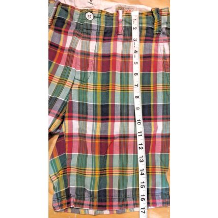 Polo Ralph Lauren Mens Size 29 Young Adult Shorts Green Red Plaid Chino Casual