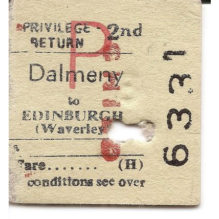 B.R.B. Edmondson Ticket - Dalmeny to Edinburgh Waverley