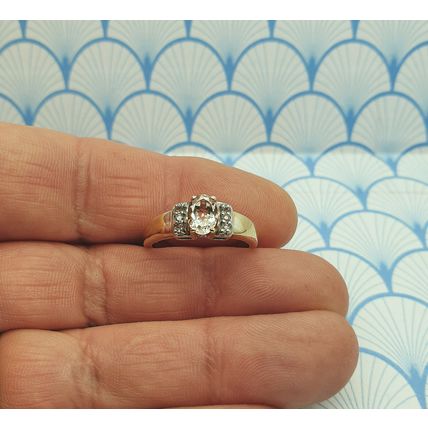 Natural Pink Spinel and Topaz Gold Plated 925 Sterling Silver Ring with Box